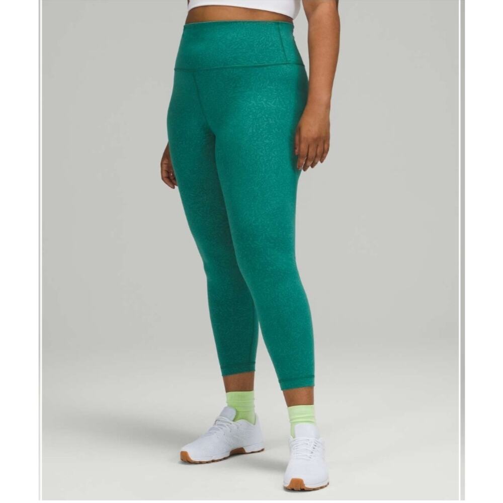 Lululemon Women's Wunder Train High-Rise Tight 25" Crunch Teal Leggings Size 12